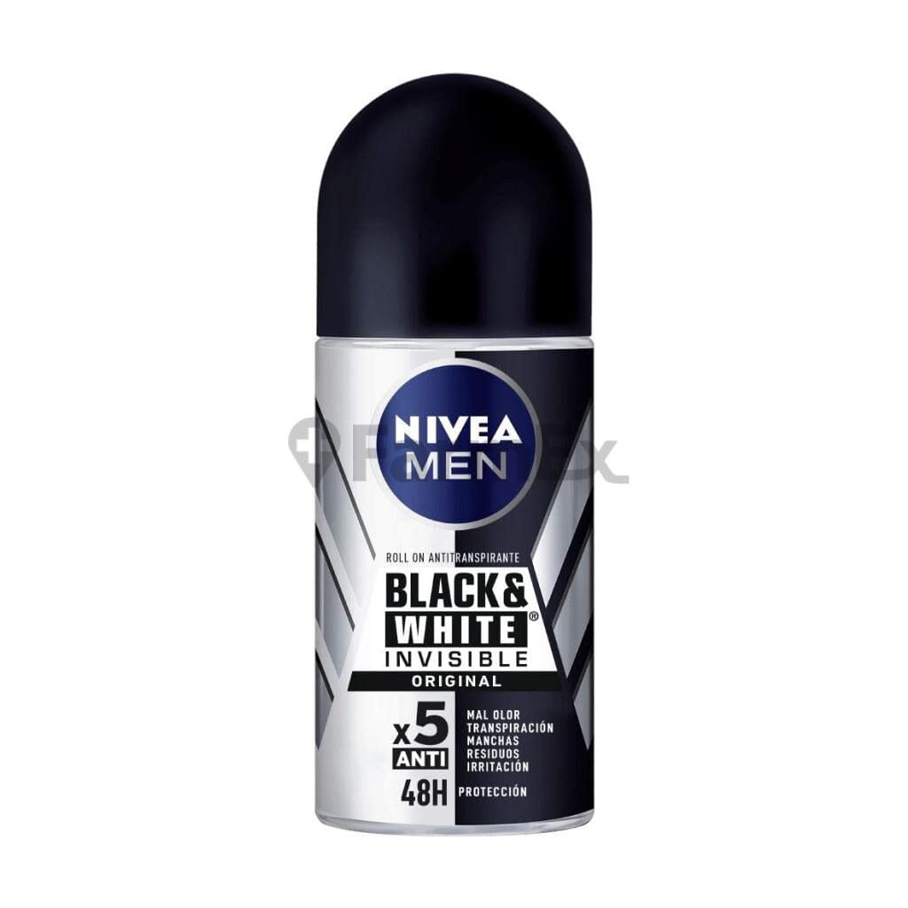 Nivea Men Roll On "Black&White" Invisible Original 48H x 50 mL Farmex-Fonasa-Persistente